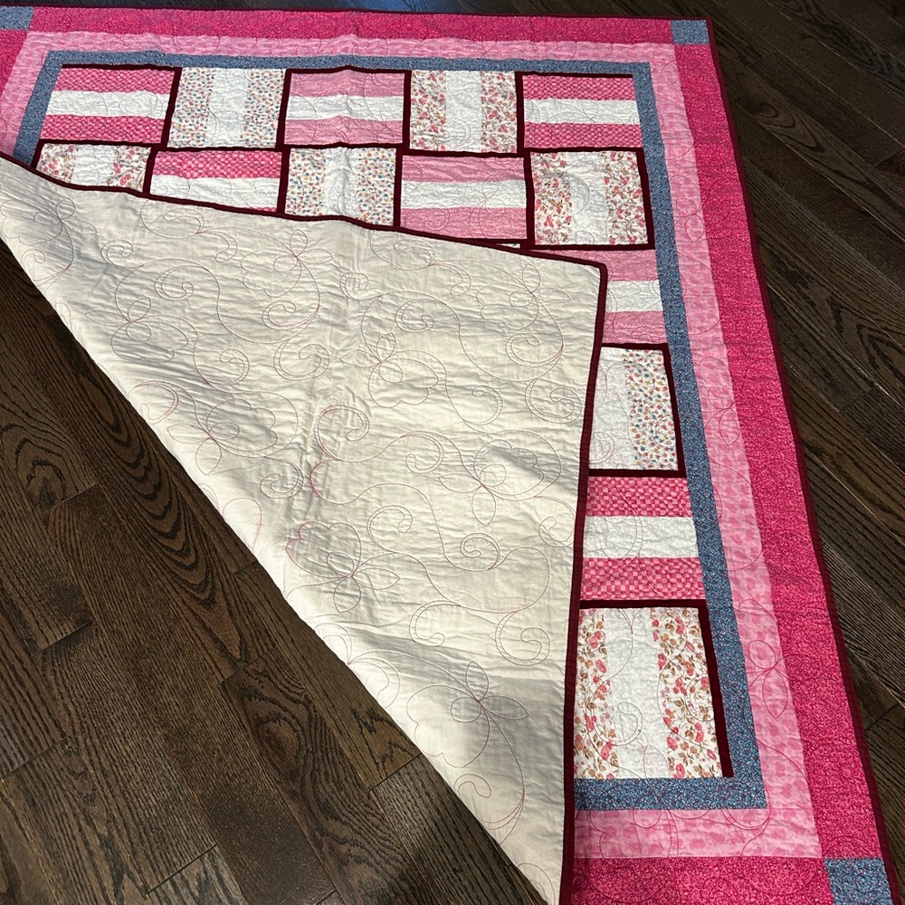 Elegant Pink and Cream Handmade Quilt